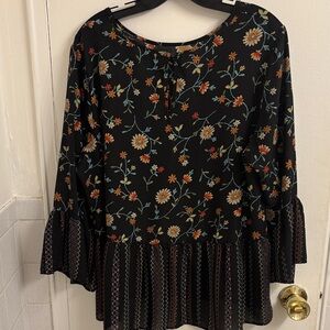 Black Blouse with Colorful Floral design